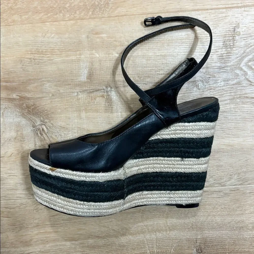 Pelle Moda wedge espadrilles platform peep toe heels